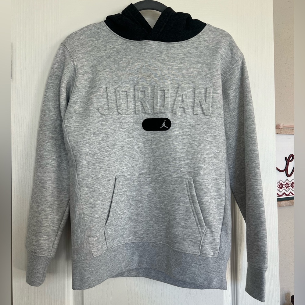 Jordan Heather Gray Sweatshirt with Black Hood